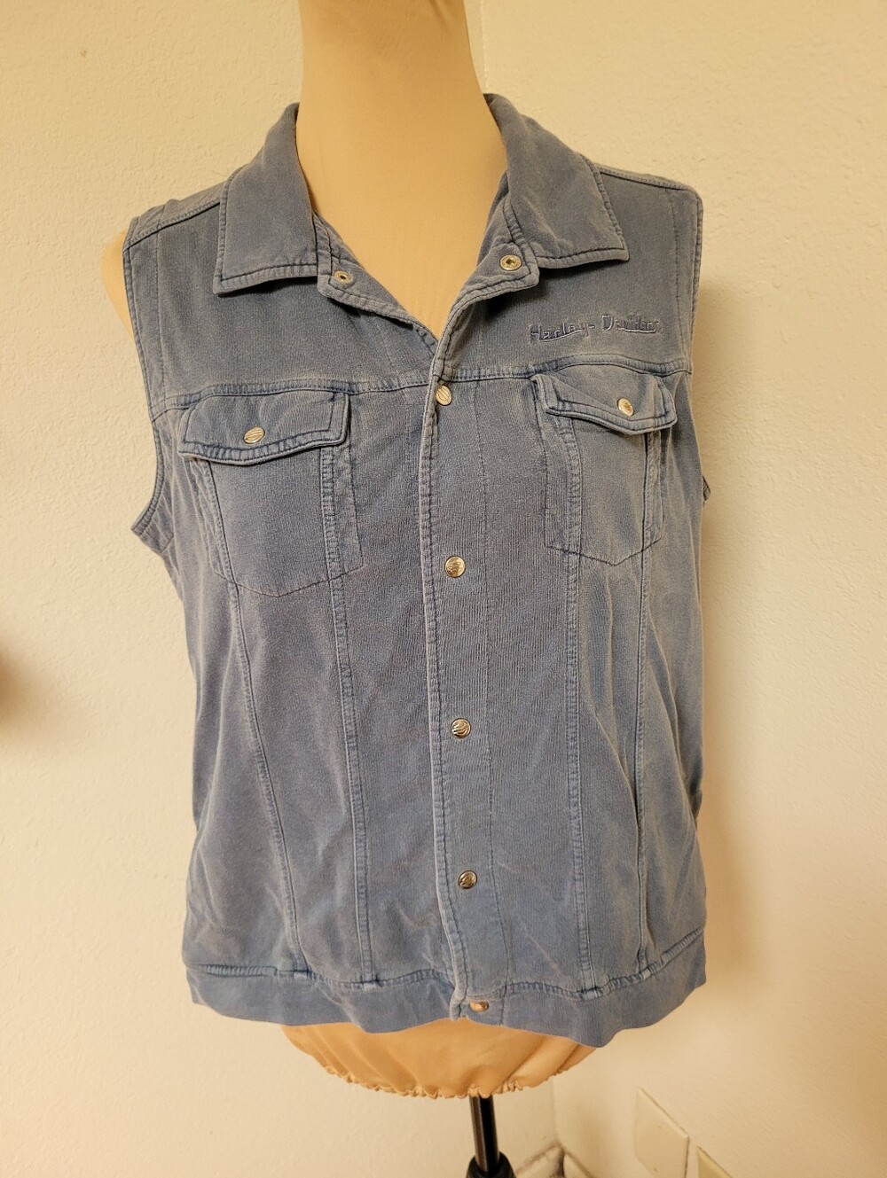 Harley Davidson Van Nuys California Blue Grey Knit Vest